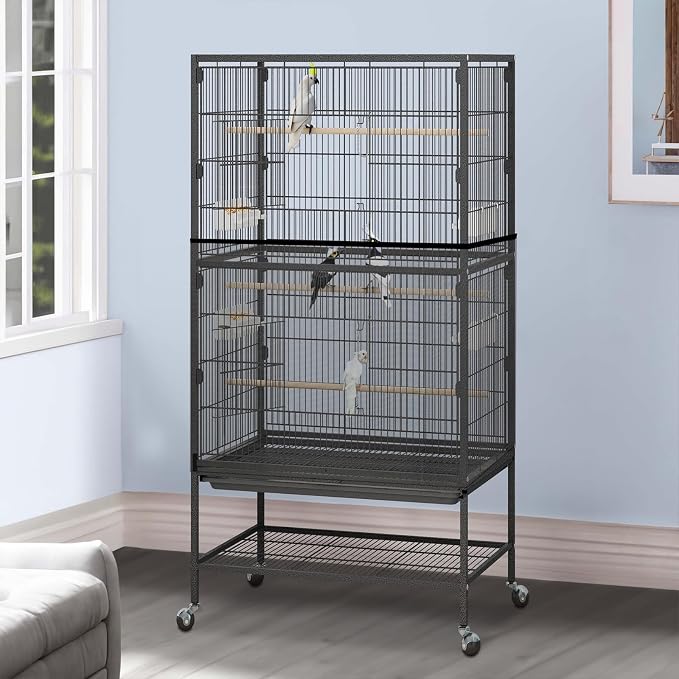 Large Bird Cage Seed Catcher, Stretchy Bird Cage Cover, Soft Nylon Mesh Skirt - Image 7