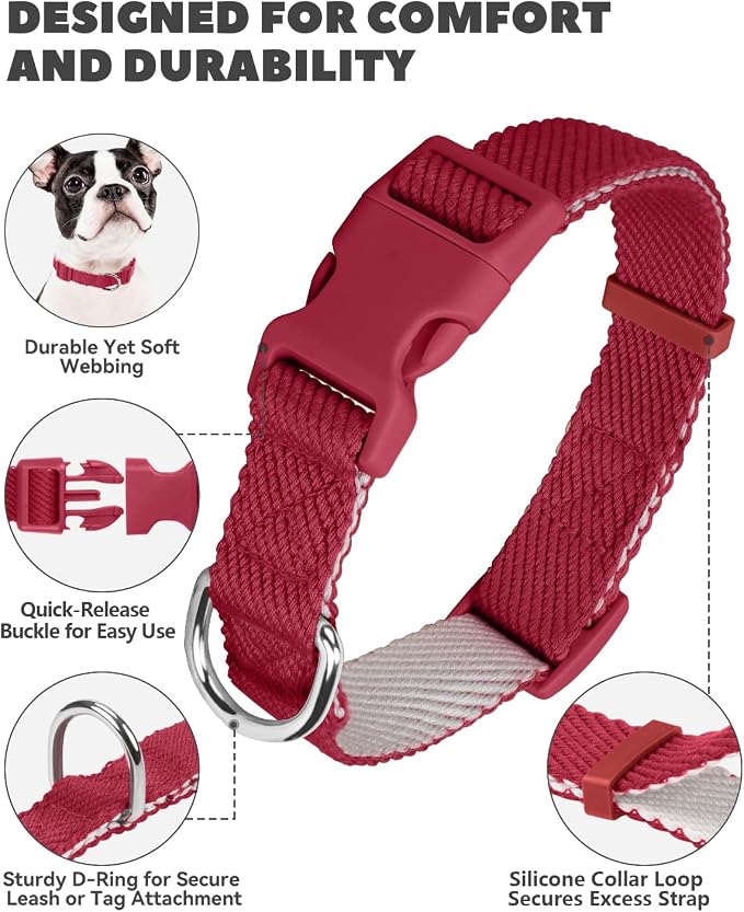 Dynmeow Soft and Breathable Cotton Dog Collar, Durable Adjustable Heavy-Duty - Image 7