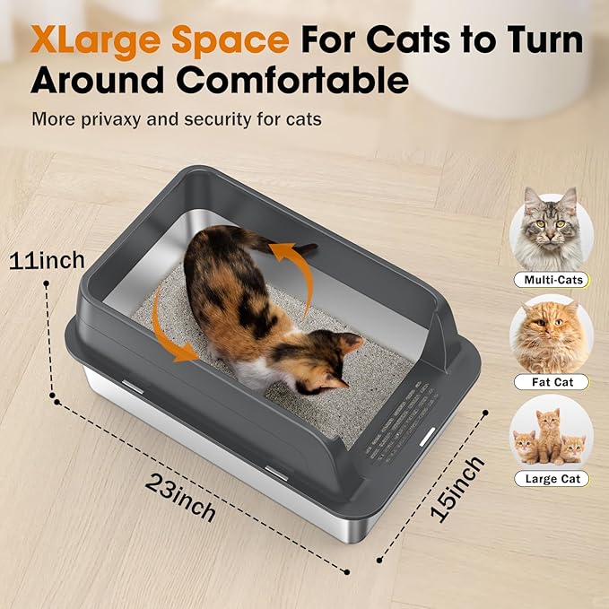 2PACK Stainless Steel Litter Box, Extra Large Litter Boxes - Image 3