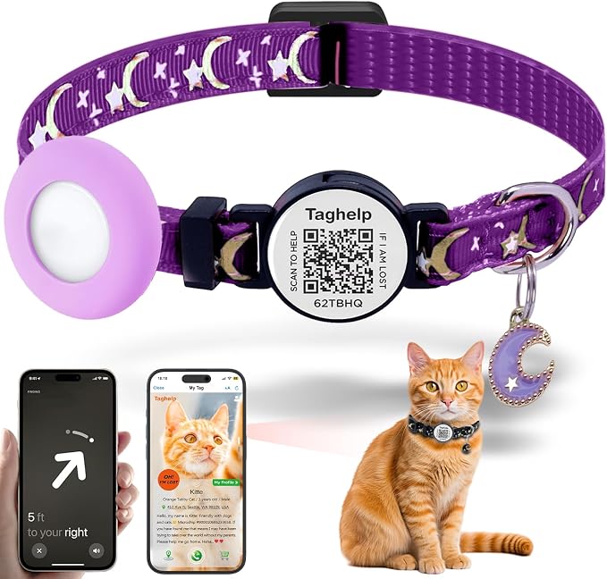 Breakaway Cat Collars with Bell Moons Stars Cute Kitty Adjustable Safe Kitten by Taghelp