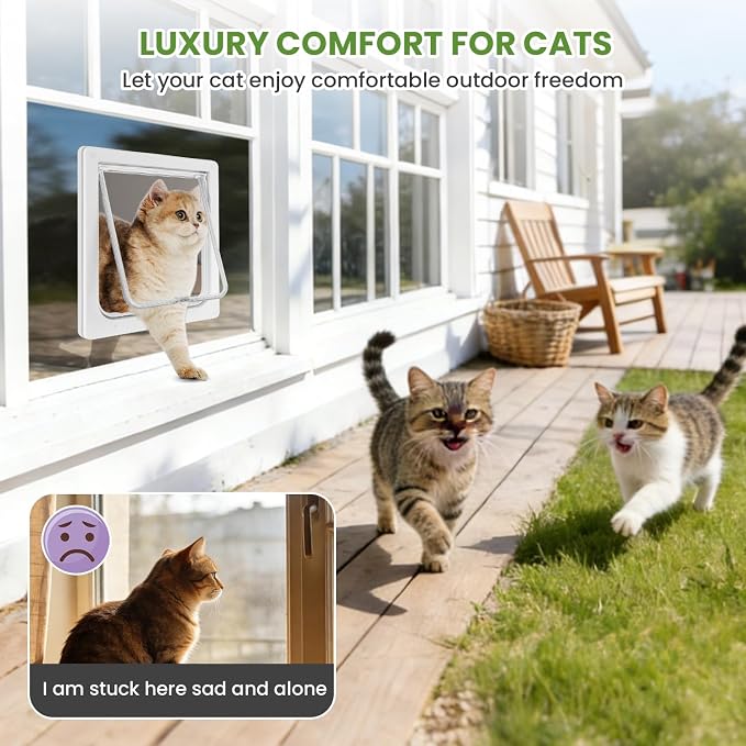 Cat Door for Window, 4 Locking Modes for Safety Cat Window Door, Fits 14"-28" - Image 9