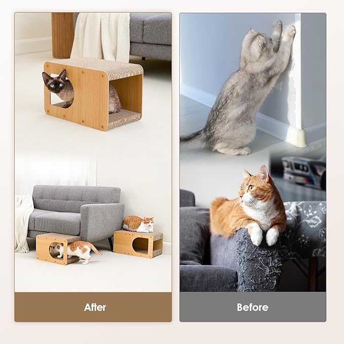EHEYCIGA Cardboard Cat Scratcher House, 17-Inch Corrugated Cat Scratcher - Image 3
