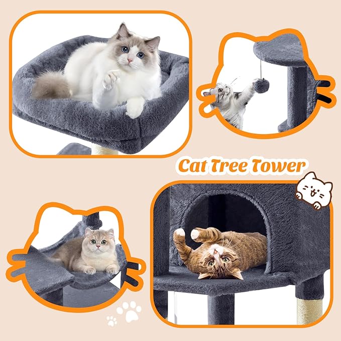 DUMOS Small 44 Inch Cat Tree Tower, Cat Climbing Tower - Image 6