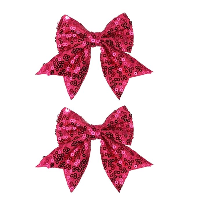 3-inch Sequined Bow Hair Clips For Baby Girls, Kids and Young Women Birthday by Koolgil