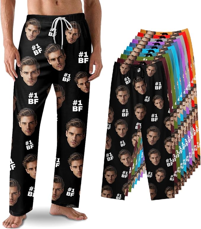 Custom Pajama Pants with Face customized PJ Pants Christmas Valentine gifts by Unknown