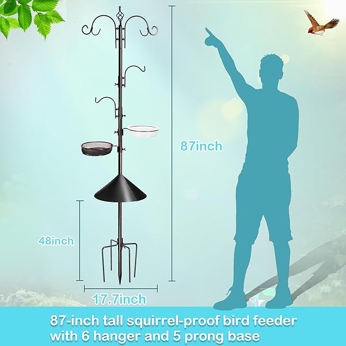 Bird Feeding Station Kit, 87 Inches Bird Feeder Pole, Premium Feeder Hanging Kit - Image 2
