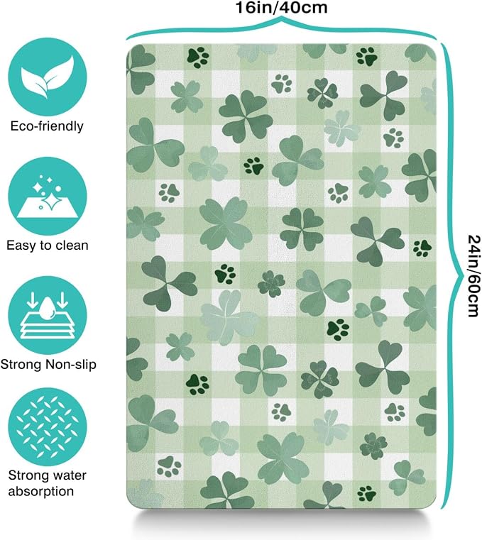 St Patricks Day Dog Food & Water Mat, Super Absorbent Cat Bowl Mat - Image 6
