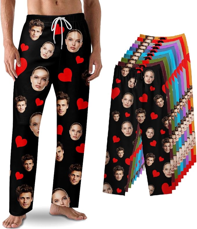 Custom Pajama Pants with Face customized PJ Pants Christmas Valentine gifts by Unknown