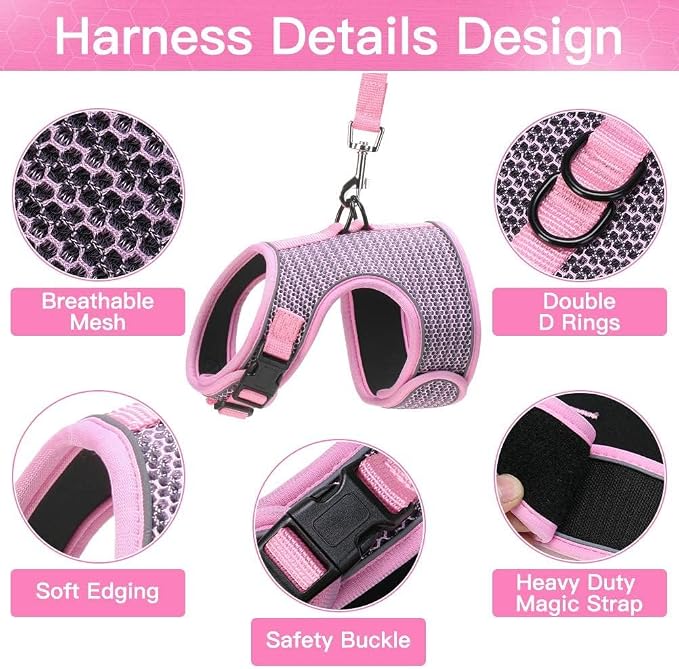 PUPTECK Soft Mesh Cat Vest Harness and Leash Set Puppy Padded Pet Harnesses - Image 2
