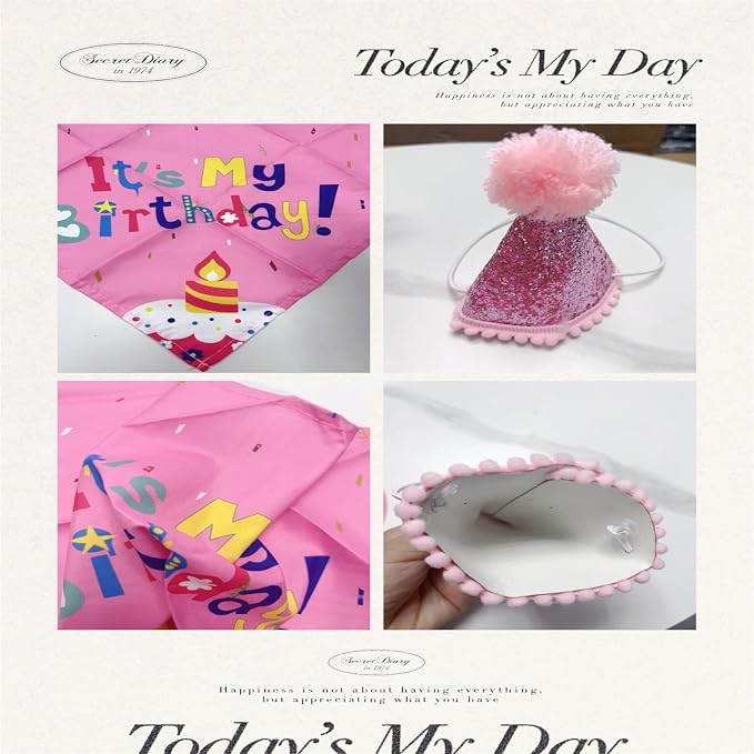 Pet Birthday Party Set, Dogs Bandana and Dog Birthday Hat - Image 4