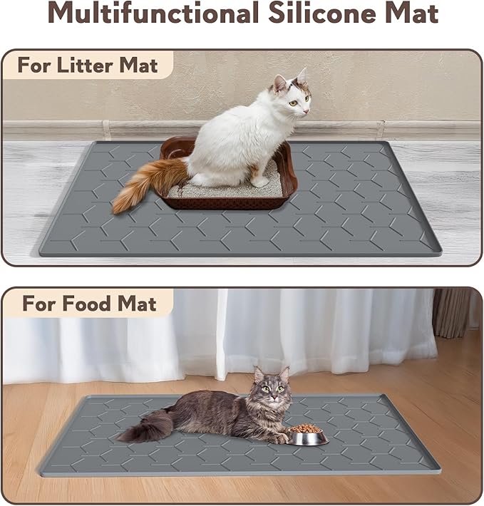 Cat Litter Box Mat, Large 34" X 22" Cat Litter Mat, Waterproof Silicone Pad - Image 6