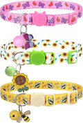 Breakaway Cat Collars with Bell & Cute Pendants, 3 Pack Safety Buckle Kitten by VKPETFR