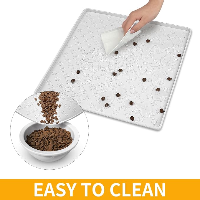 Ptlom Pet Placemat for Dog and Cat, Waterproof Silicone Pet Feeding Bowl Mats - Image 7