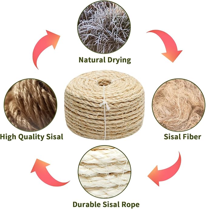 Cat Natural Sisal Rope 1/4 Inch 6mm 164-Feet - Image 4