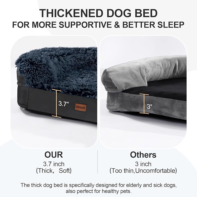 Black Dog Beds for Large Dog, Removable and Washable Cover, Raised Reboundable - Image 3