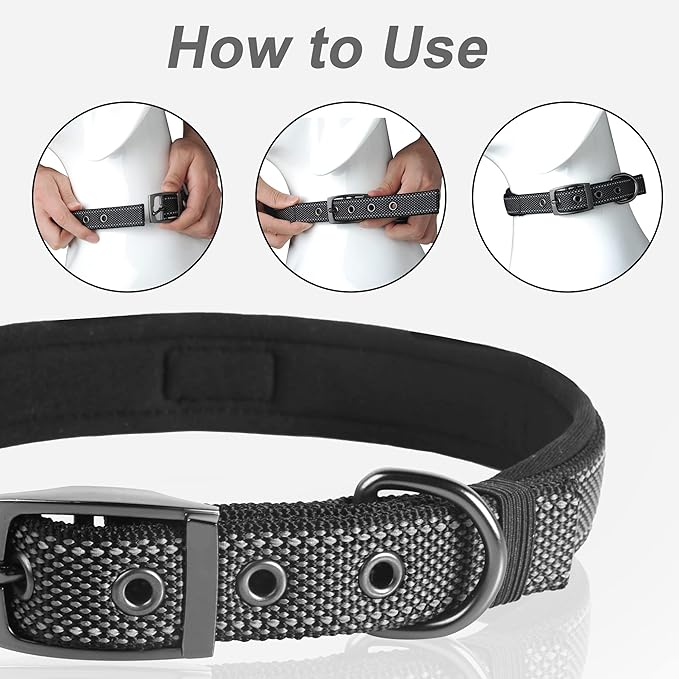PetiFine Dog Collars for Medium Dogs, Neoprene Padded and Adjustable, - Image 6
