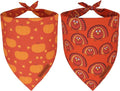 ADOGGYGO Thanksgiving Dog Bandanas 2 Pack, Reversible Pumpkin Turkey Pet Scarf by ADOGGYGO