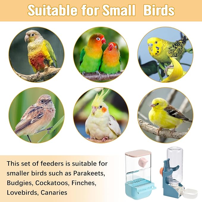 BNOSDM Automatic Bird Feeder Water Dispenser Set No Mess Bird Cage Feeders - Image 9