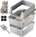 Stainless Steel Sifting Litter Box by TIUUBT