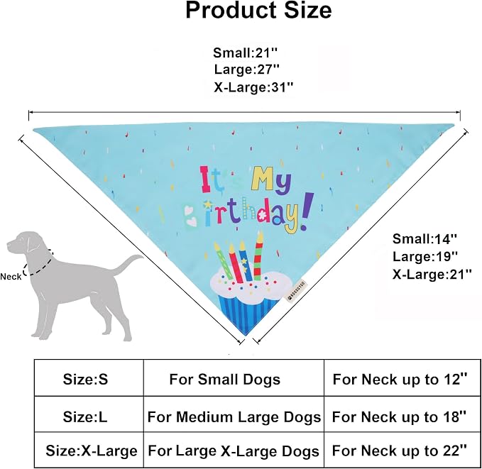 ADOGGYGO Dog Birthday Bandana Scarf and Blue Boy Puppy Birthday Party Hat - Image 4