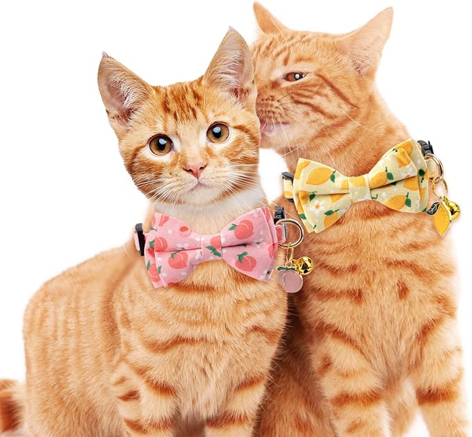 2 Pack Cotton Cat Collar with Bow Tie and Bell - Image 6