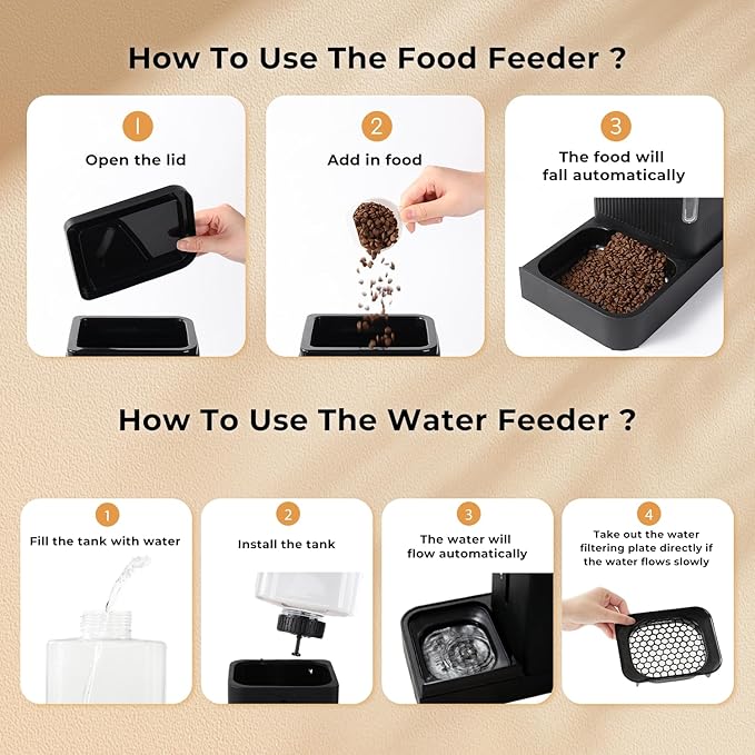 Automatic Cat Feeder and Water Dispenser Set, 2 in 1 Gravity Cat Food Dispenser - Image 6