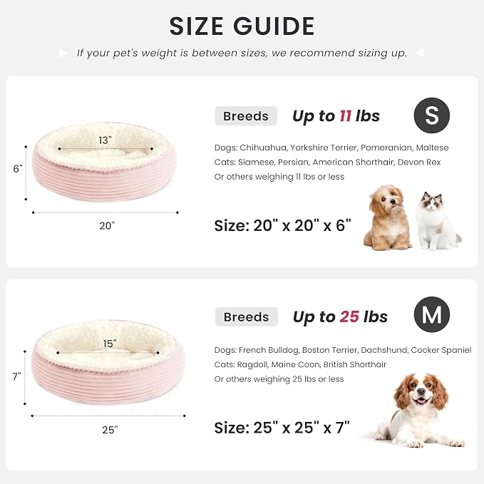 Love's cabin Round Donut Cat and Dog Cushion Bed, 25in Pet Bed - Image 4