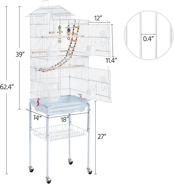 Yaheetech 62.5-inch Roof Top Flight Bird Cage - Image 3
