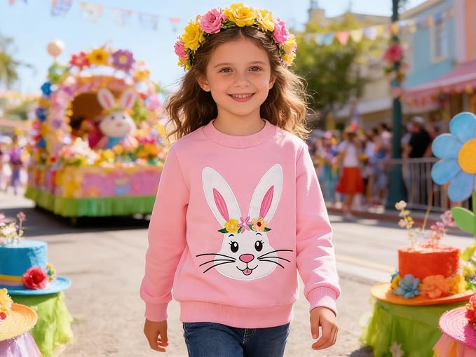 Toddler Baby Girls Cotton Sweater, Long Sleeve Crewneck Sweatshirt Pullover - Image 2