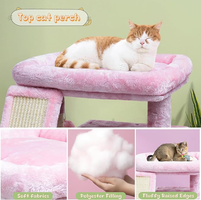 Small Pink Cat Tree for Indoor Cats, Cute Cat Tower - Image 4