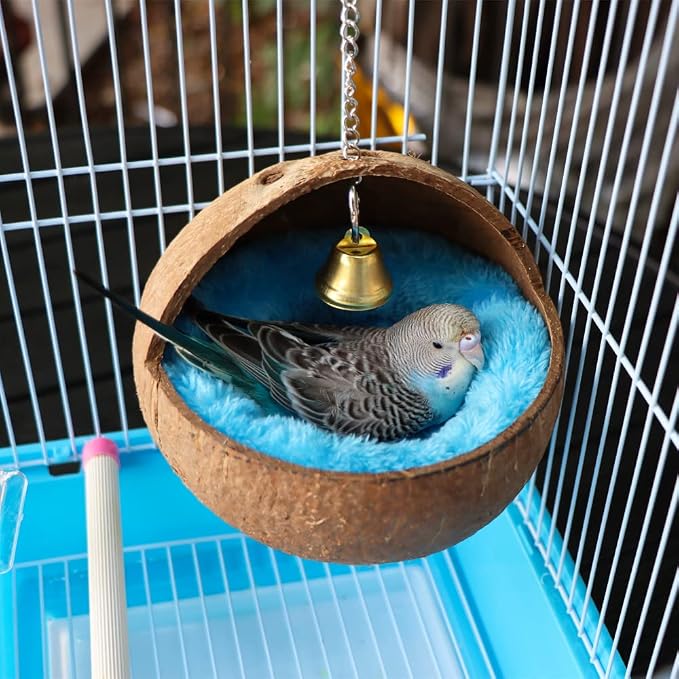 2 Pcs Natural Coconut Shell Bird Nest House Bed Breeding Nesting Anti-Pecking - Image 2