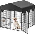 4x4x4.5ft Outdoor Dog Kennel, Metal Heavy Duty Dog Run by SuchownDiret