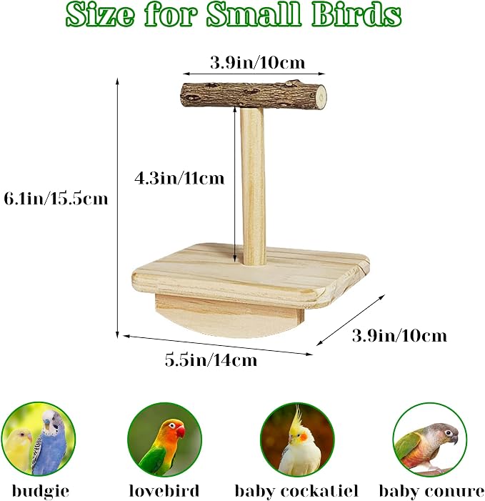 Natural Wood Bird Perch Stand Training, Intelligence Puzzle Enrichment Toys - Image 4