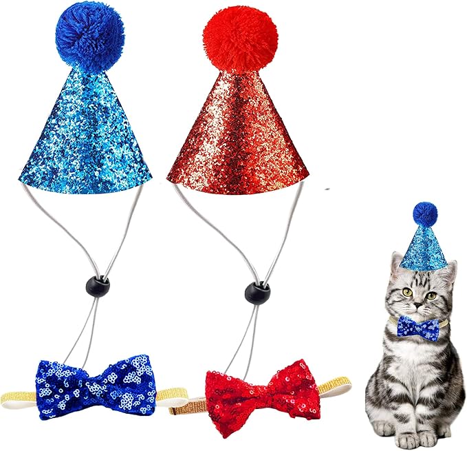 Christmas Pet Party Jazz Hat and Blingbling Bow Tie Breakaway Collar Set by Arogheiz