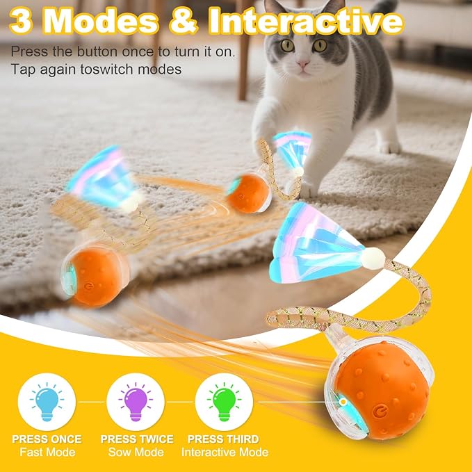 Interactive Cat Toys Ball for Indoor Cats, Automatic Cat Toy - Image 2