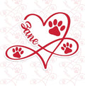 Custom Paw Pet Sticker Personalized Heart Name Pet Paw Cat and Dog Lover by SANGAROM