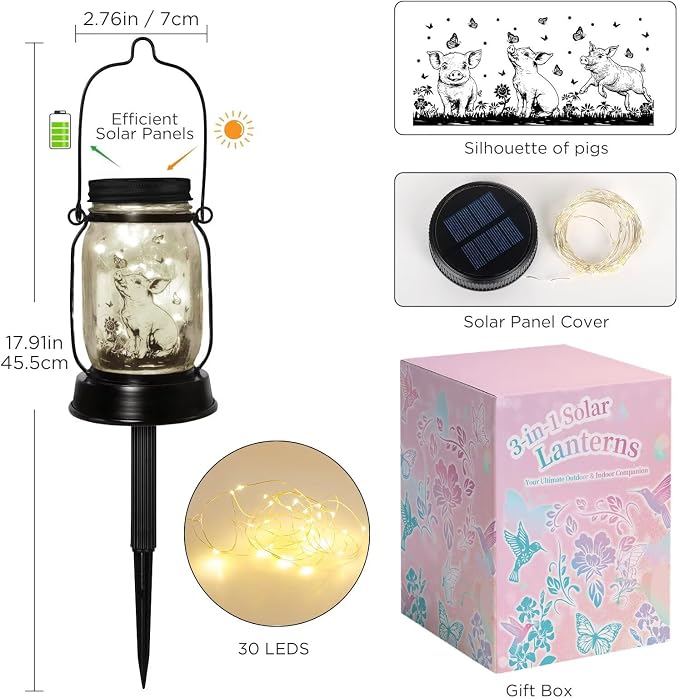 kyoryuger Pig Gifts for Women/Men/Kids Pig Lovers Animal Solar Lantern - Image 7
