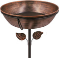 3" Deep Metal Bird Bath for Outdoors, Removable 13" Dia Bowl by OUISJYER