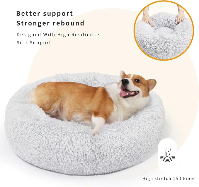 Calming Dog Bed for Medium Dogs Washable Donut 30 inches Anti-Slip Pet Bed - Image 4