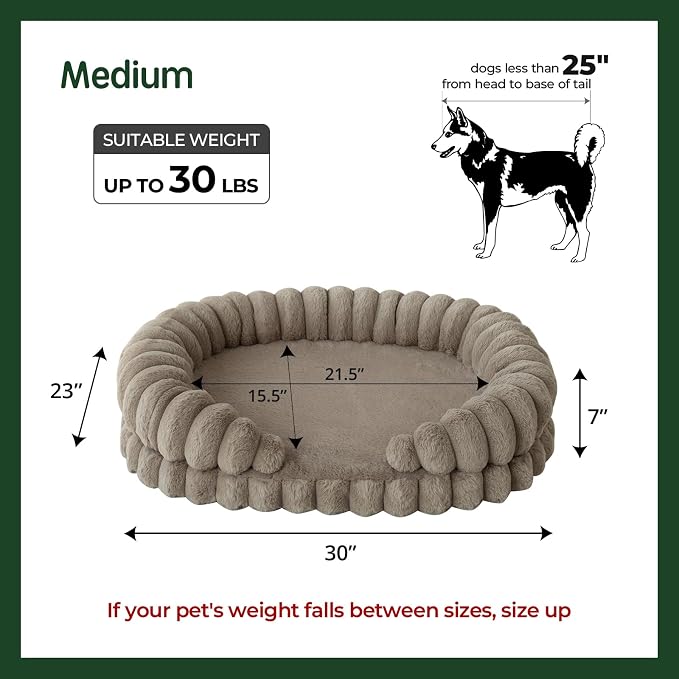 BALANCE Calming Dog Bed for Medium Sized Dogs, 30 Inches Oval Washable Pet Bed - Image 5
