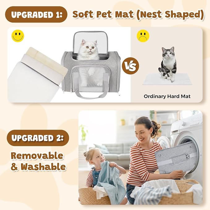 Cat Carrier Soft for Pets Up to 25 Lbs, Cat Travel Bag Soft-Sided - Image 4