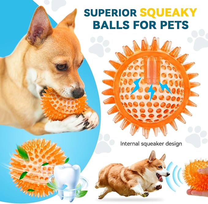 SHARLOVY 3.5” Large Dog Toys Ball, 6 Pack Squeaky oys, Durable - Image 5