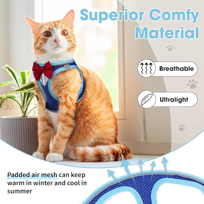 Cat Vest Harness and Leash Set for Walking, Escape Proof, Adjustable Kitten - Image 3