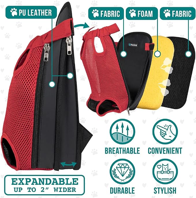 PetAmi Dog Carrier Backpack, Adjustable Dog Pet Cat Front Carrier Backpack | - Image 3