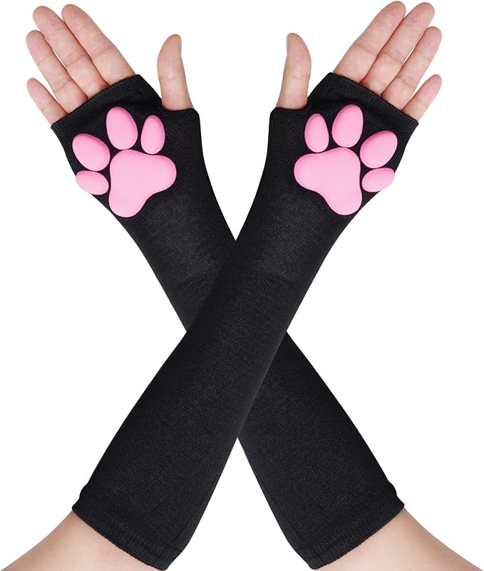 Nydotd Cat Paw Pad Mittens Gloves Kawaii Pink 3D Claw Fingerless Cute Cat by Nydotd