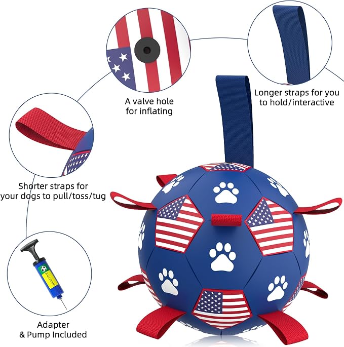 QDAN Dog Toys Soccer Ball with Straps, Durable Balls - Image 7