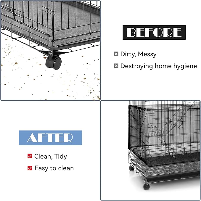 Adjustable Bird Cage Seed Catcher Net Cover Elastic Band Mesh Cover Black - Image 4