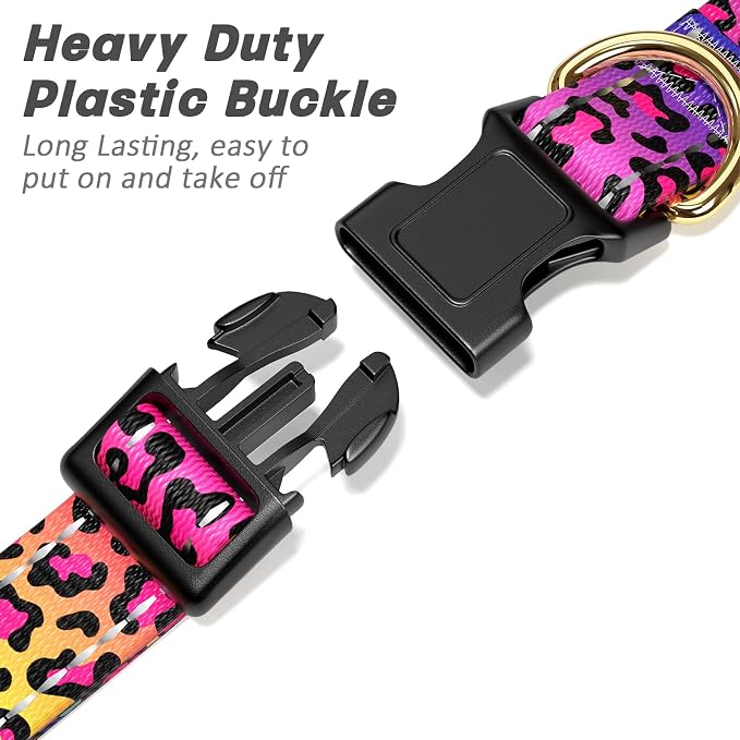 Reflective Dog Collar for Large Dogs, Cute Leopard Style Adjustable Heavy-Duty - Image 4