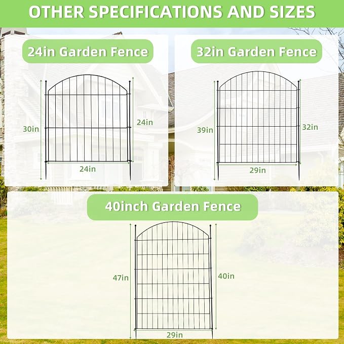 Decorative Garden Fence 24in x20ft, 10 Pack No Dig Fence Animal Barrier - Image 8