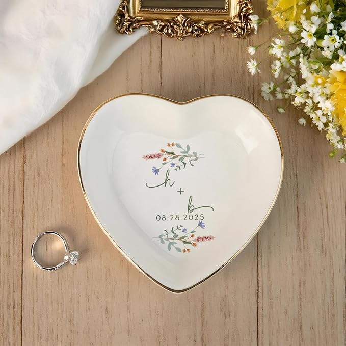 Custom Wildflower Engaged Ring Dish, Personalised Floral Trinket Dish, Ring - Image 5